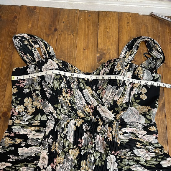 Lavish Alice size 22 Black Pleated Bardot Rose Mini Dress - Picture 6 of 7